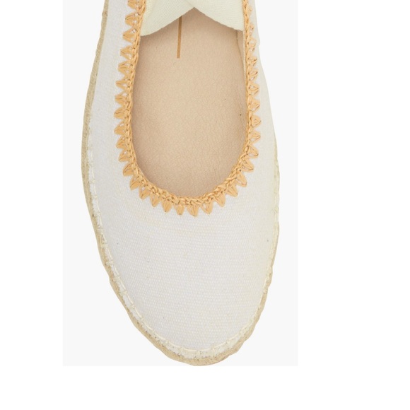Dolce Vita Morgan Platform Flats Ivory Canvas Women’s 8 Wraparound Ankle Strap - Picture 10 of 14